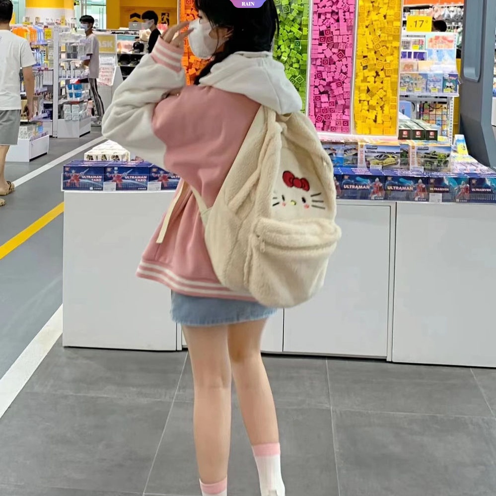 Balo Đeo Vai Y2k Vải Bông Thêu Họa Tiết Sanrio Hello Kitty Dễ Thương Sức Chứa Lớn Phong Cách Nhật Bản Cho Nữ