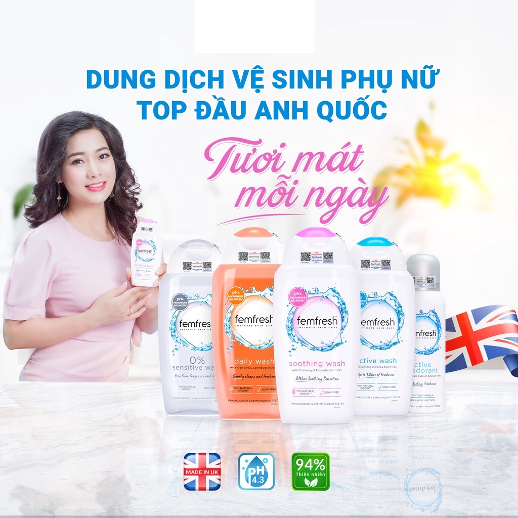 Xịt Khử Mùi Thơm Mát Vùng Kín Cao Cấp Femfresh Ultimate Care Deodorant 125ml - XANH