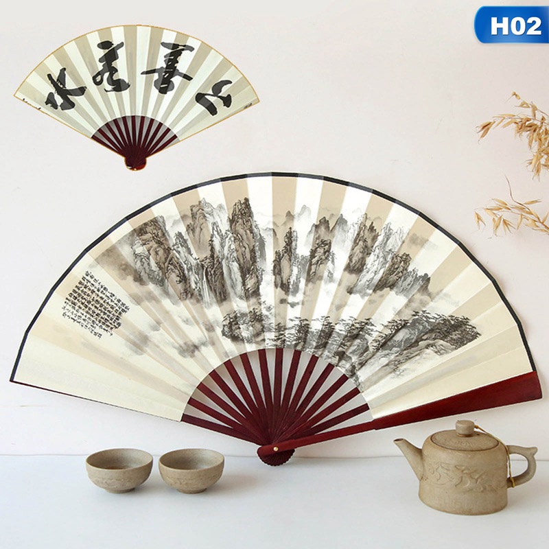 Quạt Xếp Vải Lụa Kiểu Trung Hoa 8 inch Cá Tính Cho Nam