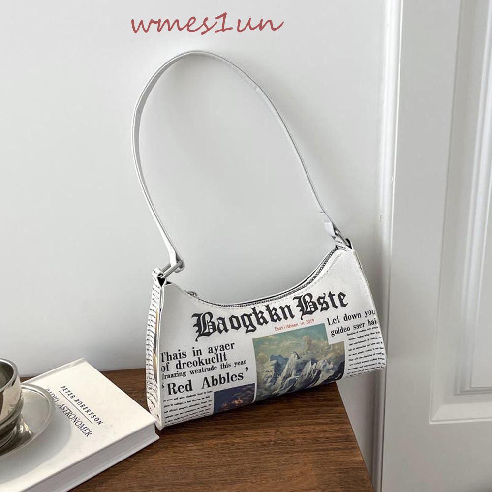 Túi Đeo Vai Mini WMES15H Họa Tiết Tờ Báo Kiểu Dáng Đơn Giản Thời Trang Cho Nữ