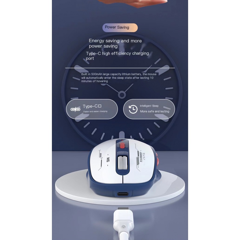 Chuột Không Dây Bluetooth Sạc M6 Mecha 1200dpi 6 Nút Bấm Dùng Cho Văn Phòng / PC / Laptop