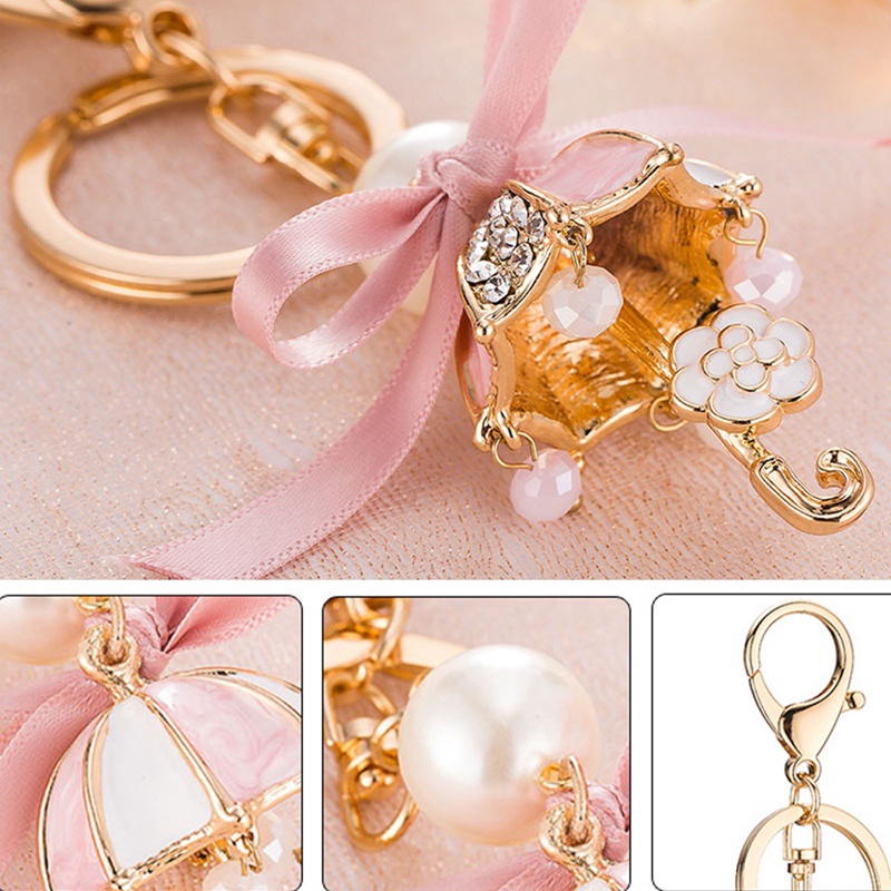 Móc Khóa Hình Nơ Thắt Ruy Băng Màu Hồng Bằng Hợp Kim Thời Trang Cho Nữ