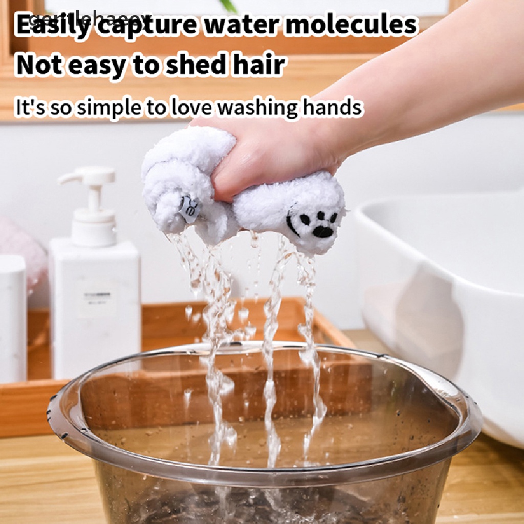 Gent Khăn Lau Tay Vải Nhung San Hô Mềm Mại Thấm Hút Tốt Hình Gấu Đáng Yêu Treo Nhà Tắm / Lau Chén Dĩa