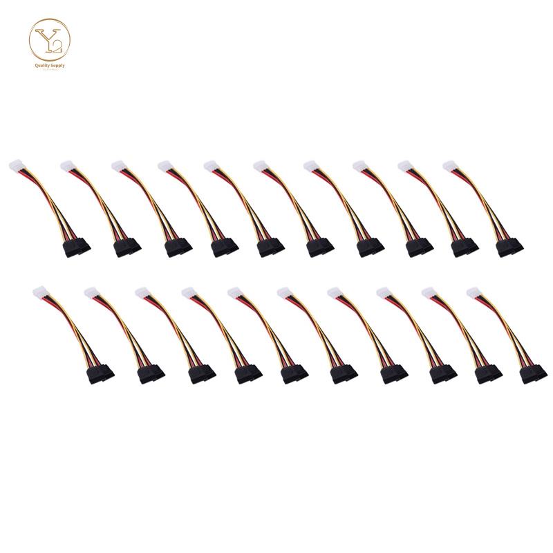 20 CáP ChuyểN ĐổI MOLEX IDE 4PIN Sang ATA SATA 15PIN, 1 Sang 2