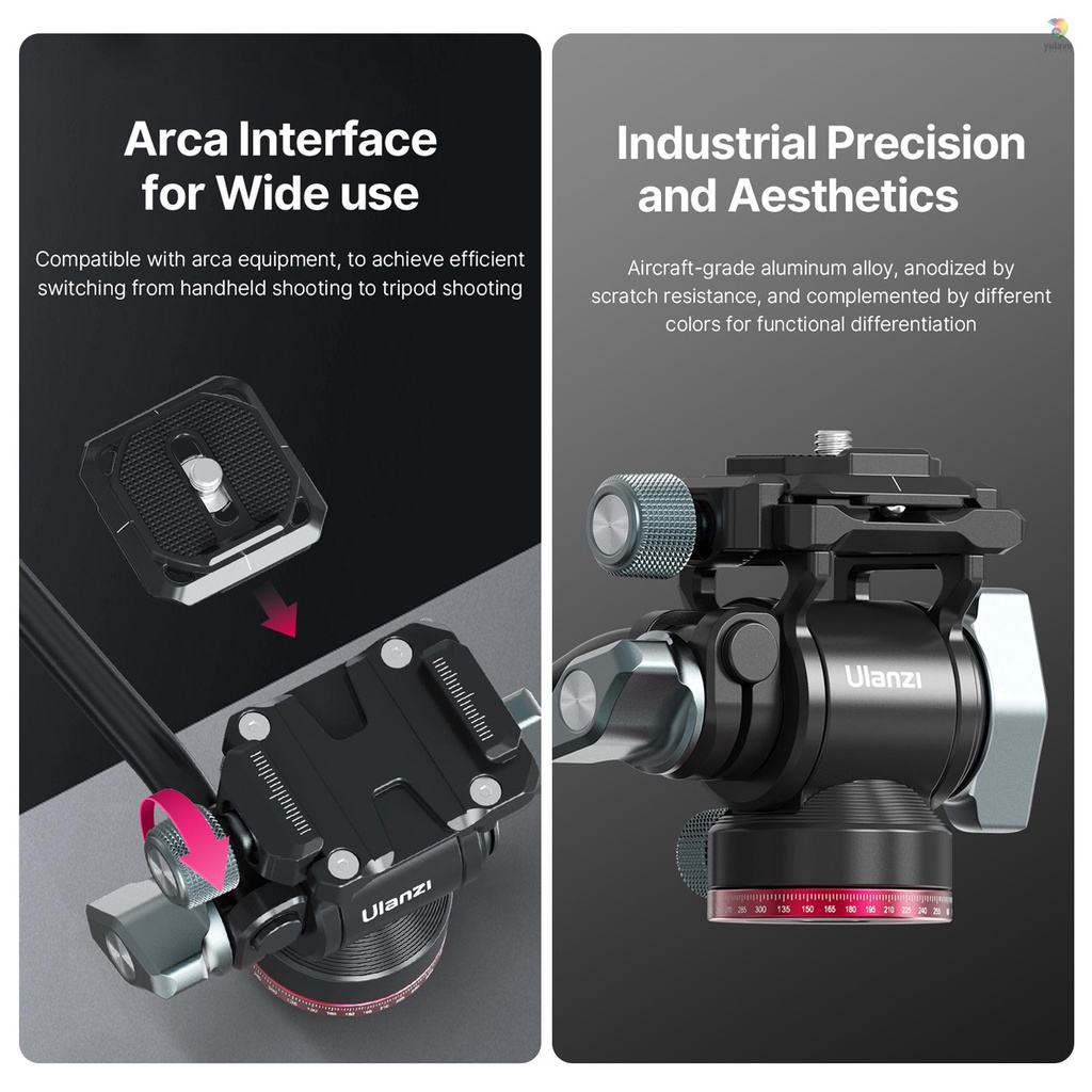 Đầu Bi Nghiêng Ulanzi U-190 Bằng Hợp Kim Nhôm Tải Trọng 1 / 4 Inch Ốc Vít 10kg / 22lbs