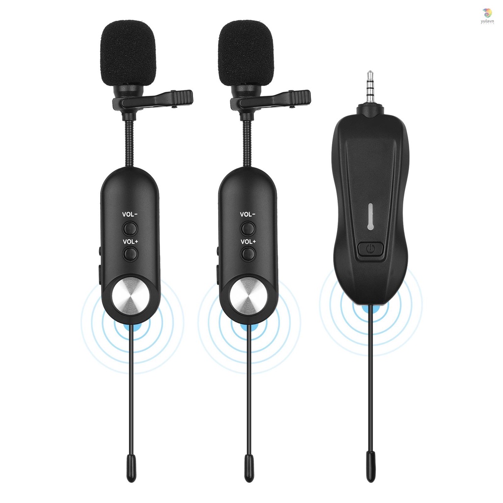Hệ Thống Micro Andoer Không Dây (2 Bộ Phát Và 1 Bộ Thu 3.5mm) Cổng Sạc Lavalier Dài 20M Tương Thích Với Điện Thoại Và Camera