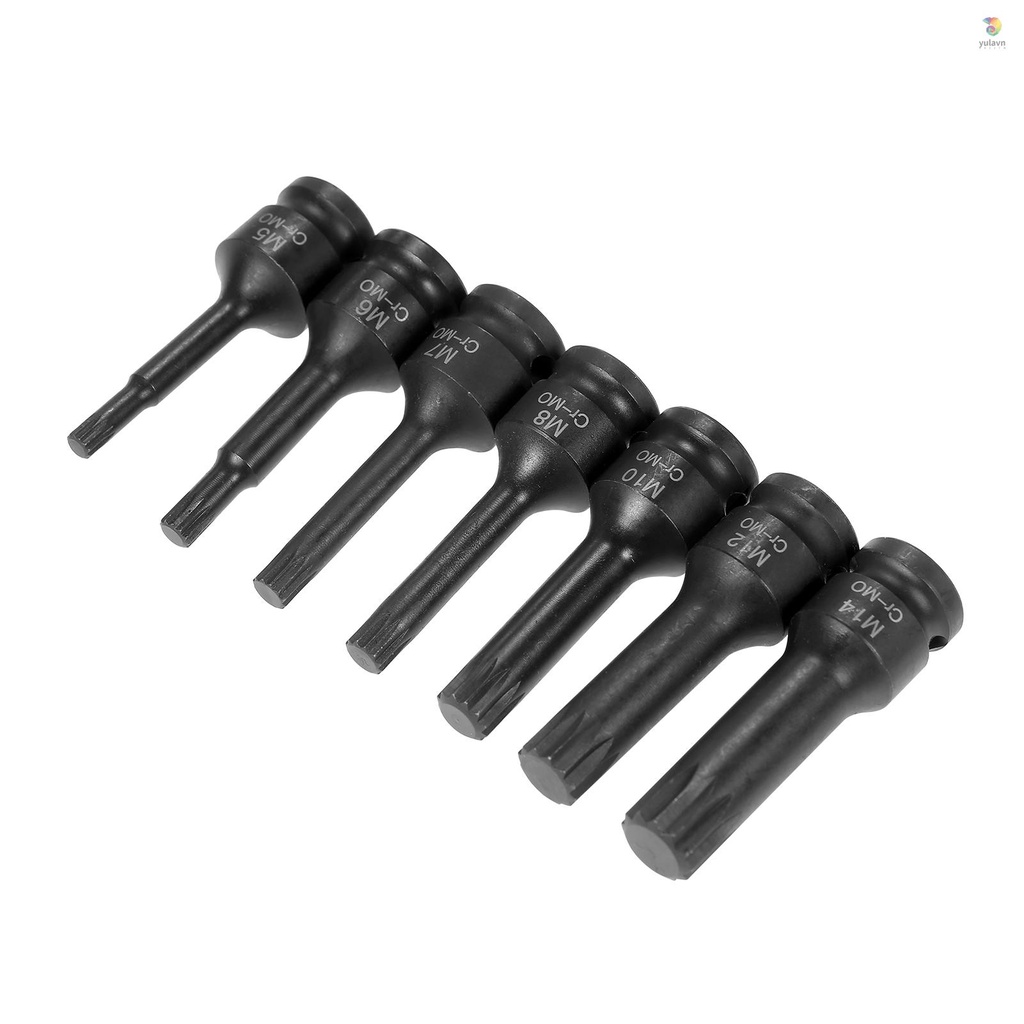 Bộ 7 Đầu Nối Vuông Bằng Thép 3 / 8-inch (5mm 6mm 7mm 8mm 10mm 12mm 14mm) XZN Cr-Mo