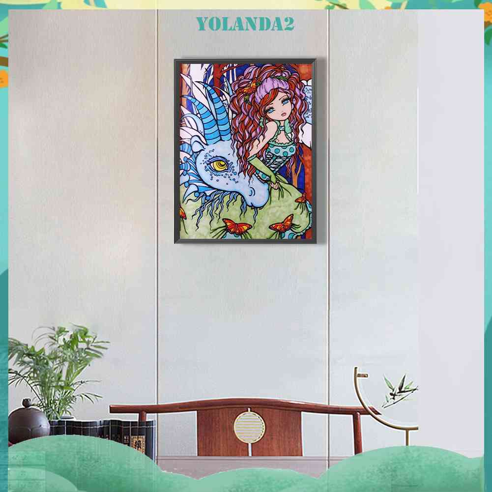 Bộ Tranh Đính Đá 5D Họa Tiết Hoạt Hình Cô Gái Độc Đáo DIY Dùng Trang Trí Nhà Cửa