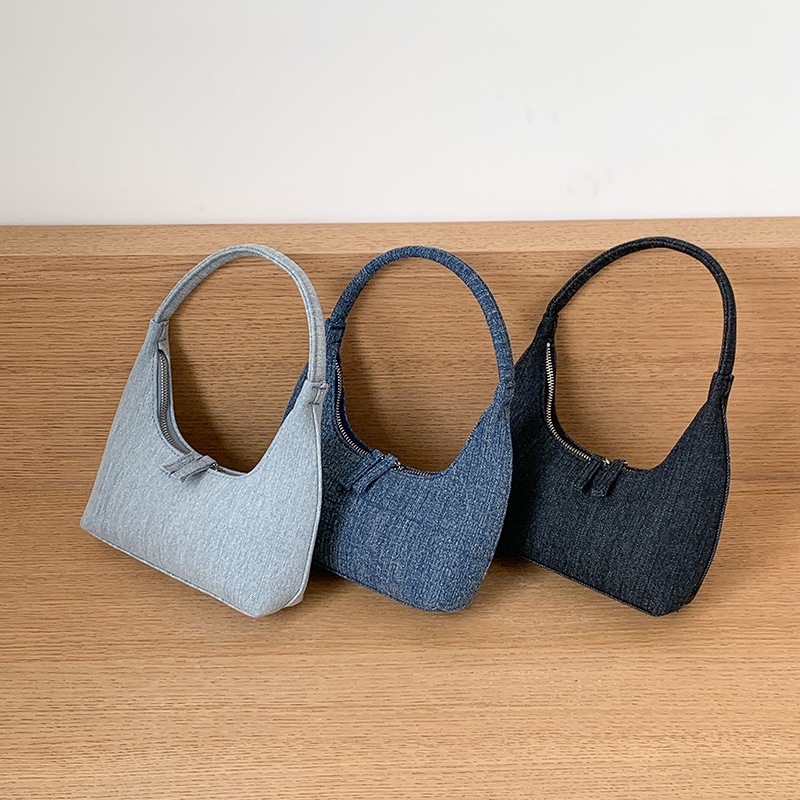 Túi Xách Denim Hình Bán Nguyệt Thời Trang Hàn Quốc Cao Cấp Phong Cách Mới 2023