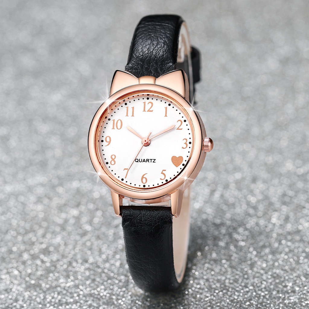 Đồng Hồ Đeo Tay Dây Da Mặt Trái Tim Thời Trang Dành Cho Nữ