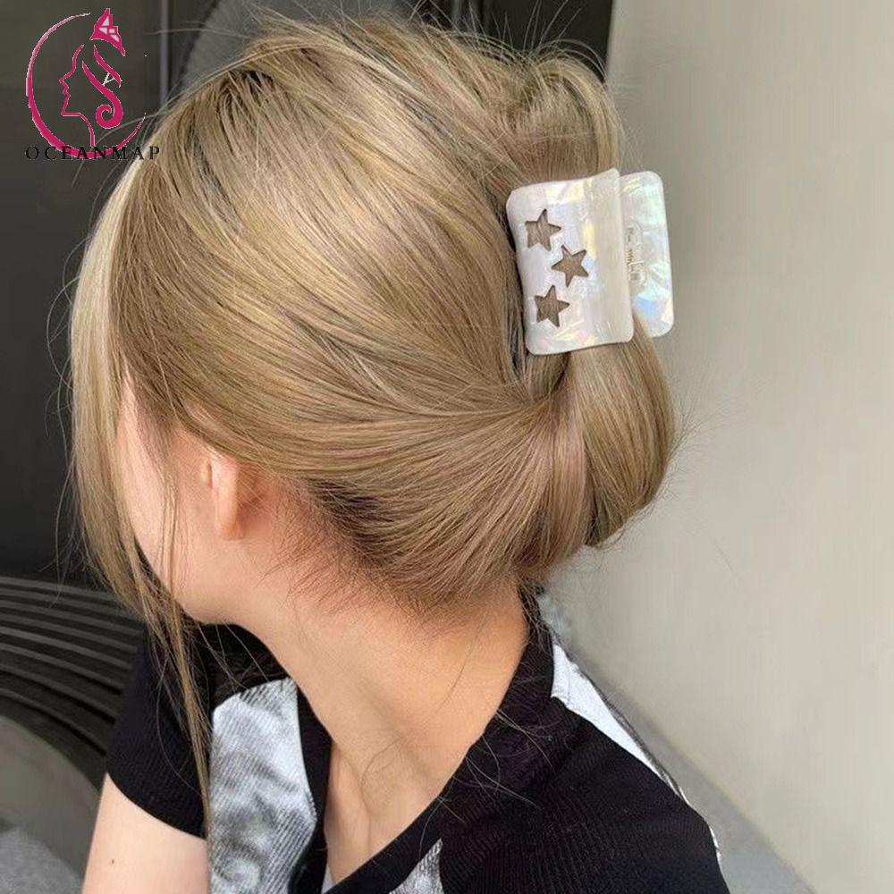 Kẹp Tóc Đuôi Ngựa Hình Ngôi Sao / Hình Học Rỗng Axit Acetic Ngọt Ngào Cho Nữ Y2k