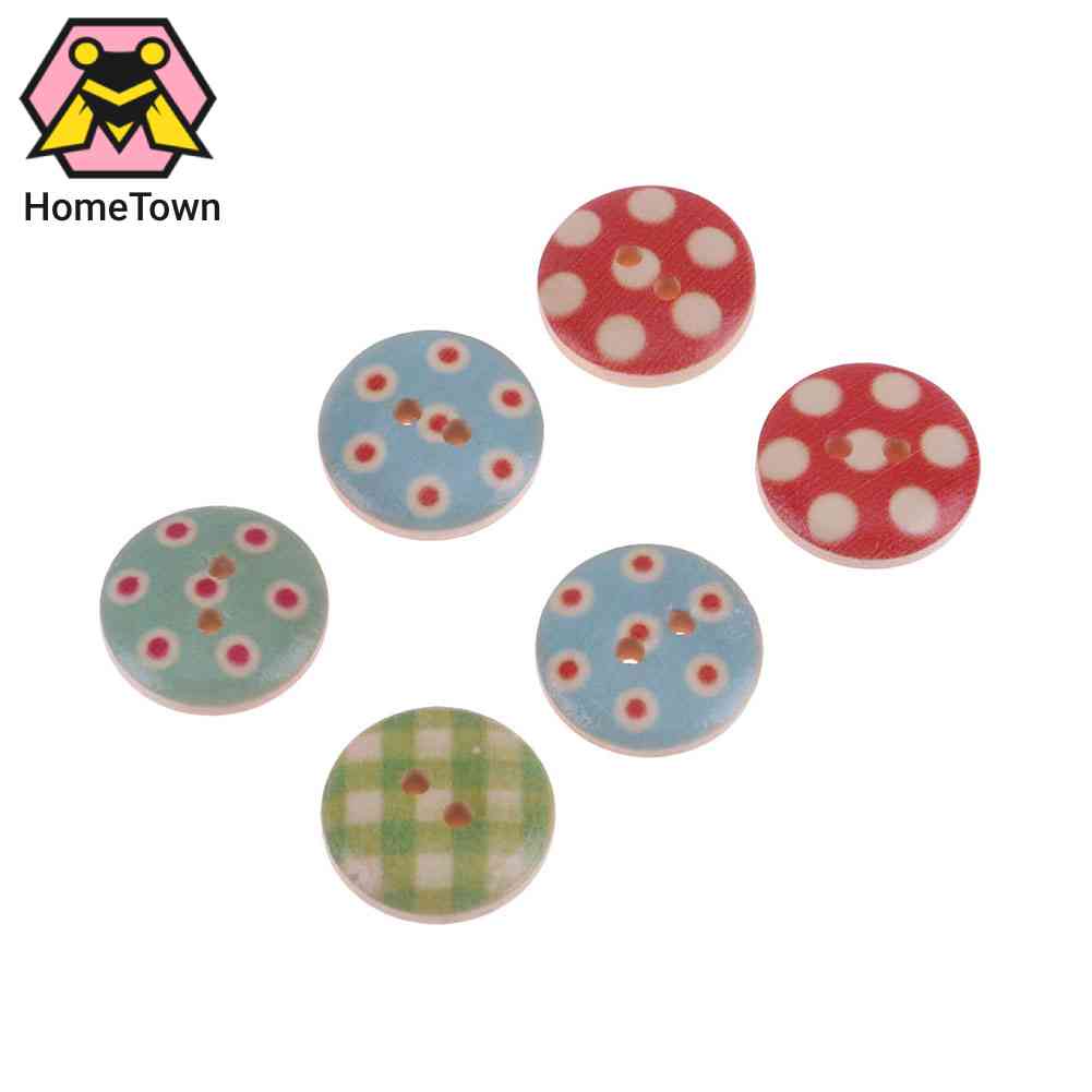 Bộ 100 Nút Gỗ Tròn In Họa Tiết Hoạt Hình Nhiều Màu Sắc