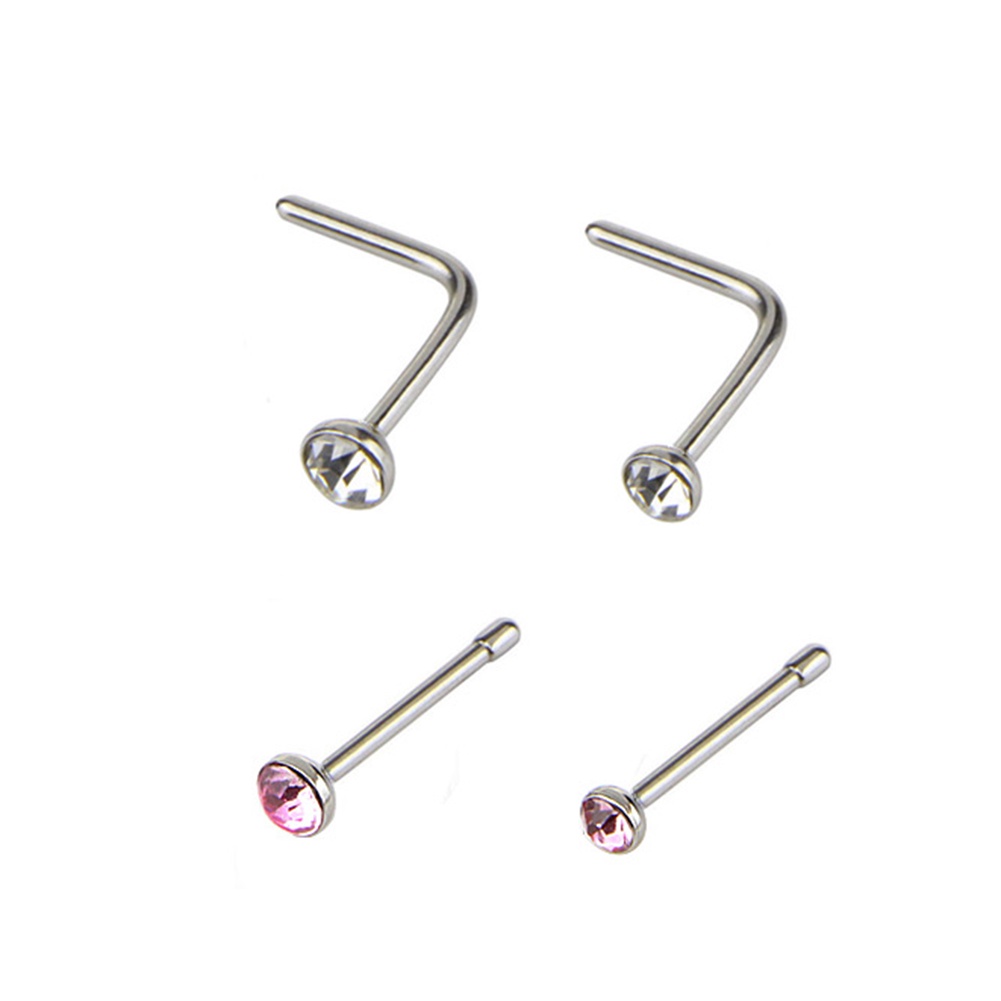 Set 14 Khuyên Mũi Bằng Thép Không Gỉ Đính Đá Cá Tính