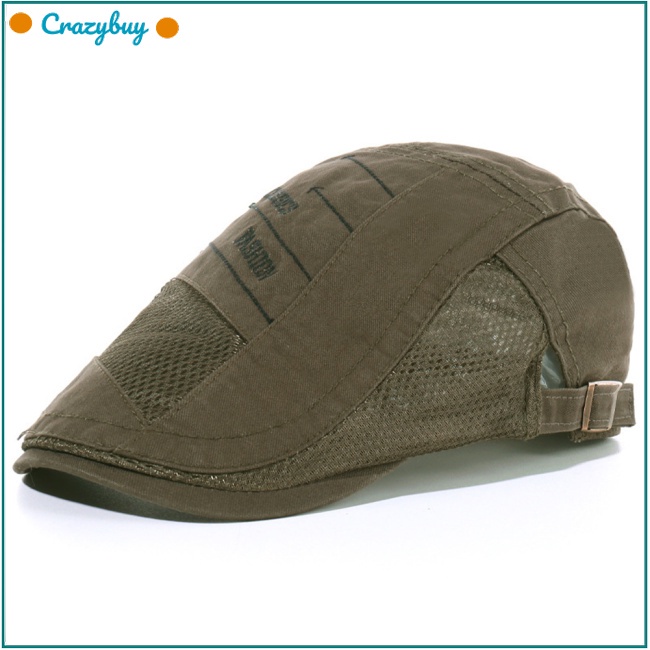 Cr Mũ Beret Vải Cotton Phối Lưới Thoáng Khí Chống Nắng Có Thể Điều Chỉnh