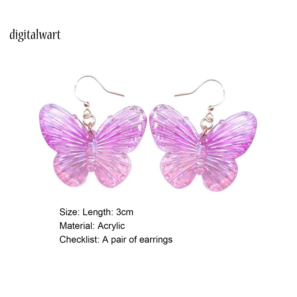 Kỹ Thuật Số| 1 Đôi Bông Tai Acrylic Trong Suốt Hình Bướm Màu Gradient Dành Cho Nữ