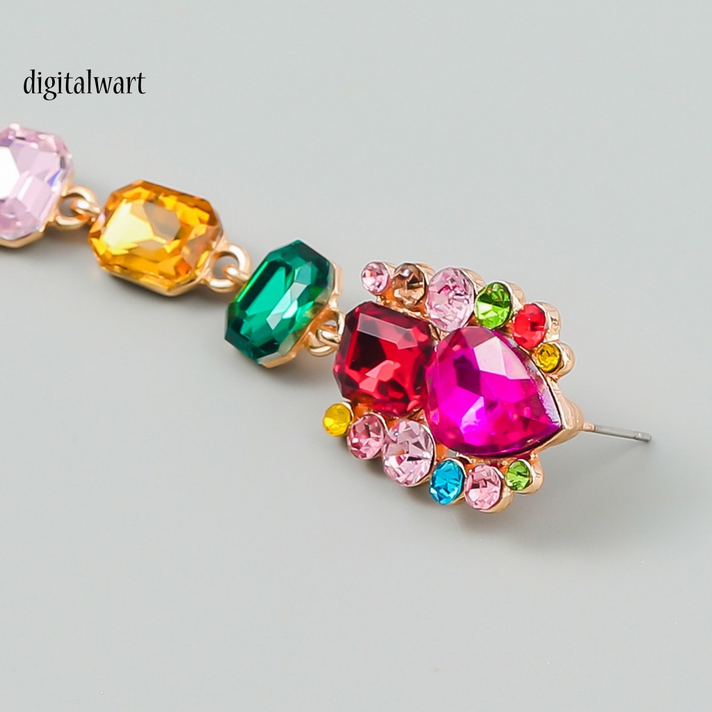 Kỹ Thuật Số| 1 Đôi Bông Tai Dáng Dài Đính Đá Nhiều Màu Sắc Hình Vuông Dùng Hàng Ngày