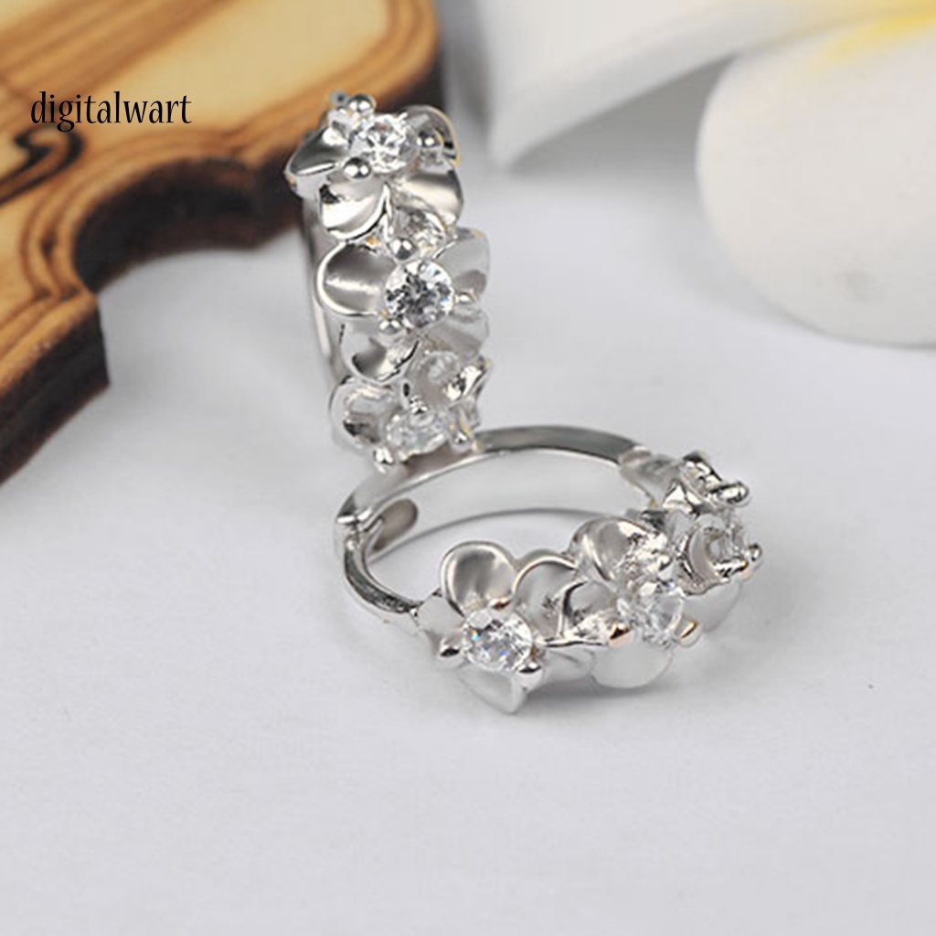 Kỹ Thuật Số| 1 Đôi Bông Tai Tròn Màu Trơn Hình Hoa Bằng Thép Không Gỉ Chống Dị Ứng Dành Cho Nữ