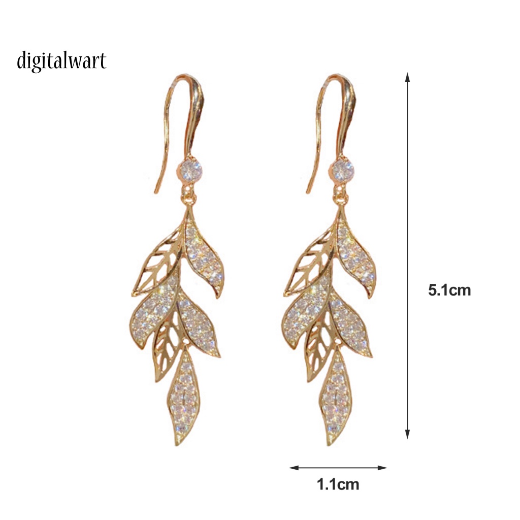 Kỹ Thuật Số| 1 Đôi Bông Tai Móc Hình Chiếc Lá Đính Đá Thời Trang Dành Cho Nữ