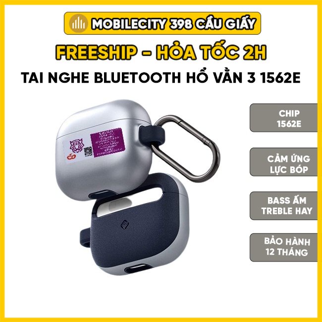 Tai Nghe Bluetooth Hổ Vằn 1562E Thế Hệ 3 Âm Thanh Không Gian | Độ Trễ Game Thấp | Sạc Không Dây | PK 120