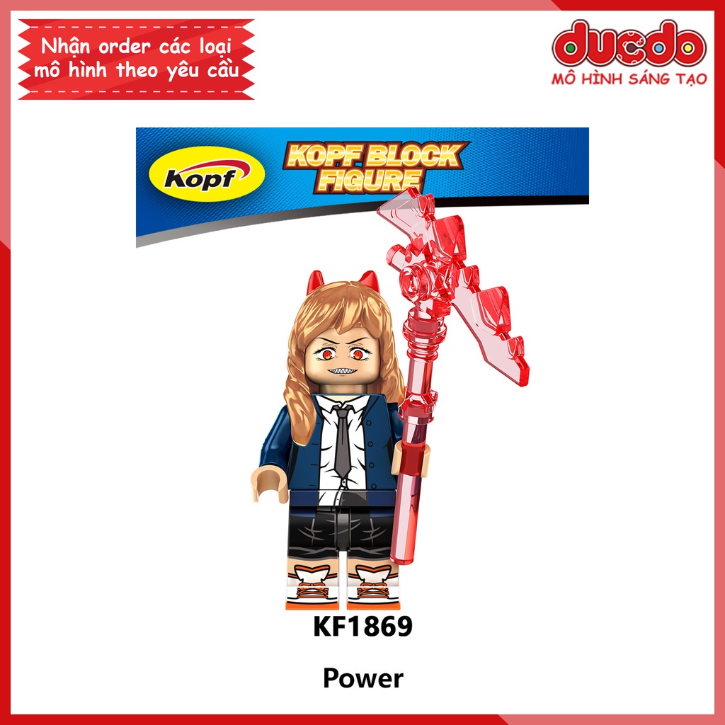 Minifigures nhân vật Quỷ Máy Cưa Chainsaw Man Denji Pochita - Đồ chơi Lắp ghép Xếp hình Mini Mô hình Kopf KF6180