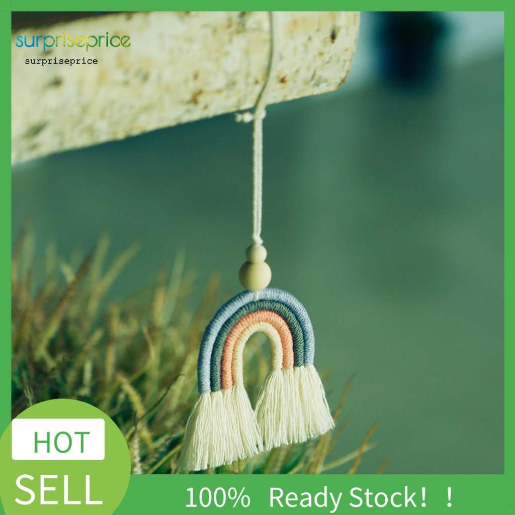 Phụ Kiện Treo Tường Trang Trí Phòng Ngủ Hình Cầu Vồng Bằng Dây Cotton Bện Độc Đáo