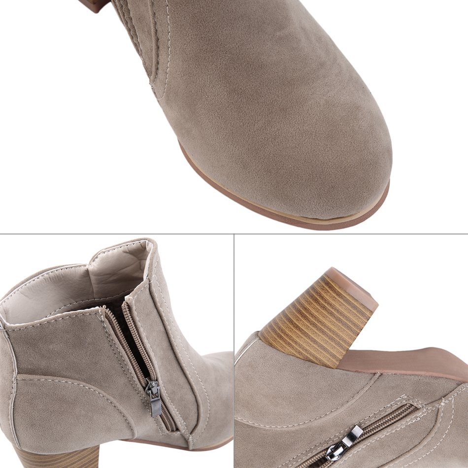 1 Pair Lady Winter Boots HIgh Square Heel Bootie Shoes Autumn And Winter Shoes