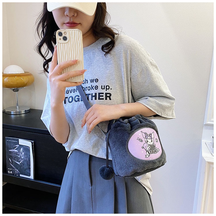 Túi Dây Rút Đeo Chéo Hình Cinnamoroll Hoạt Hình Đáng Yêu Cho Trẻ Em