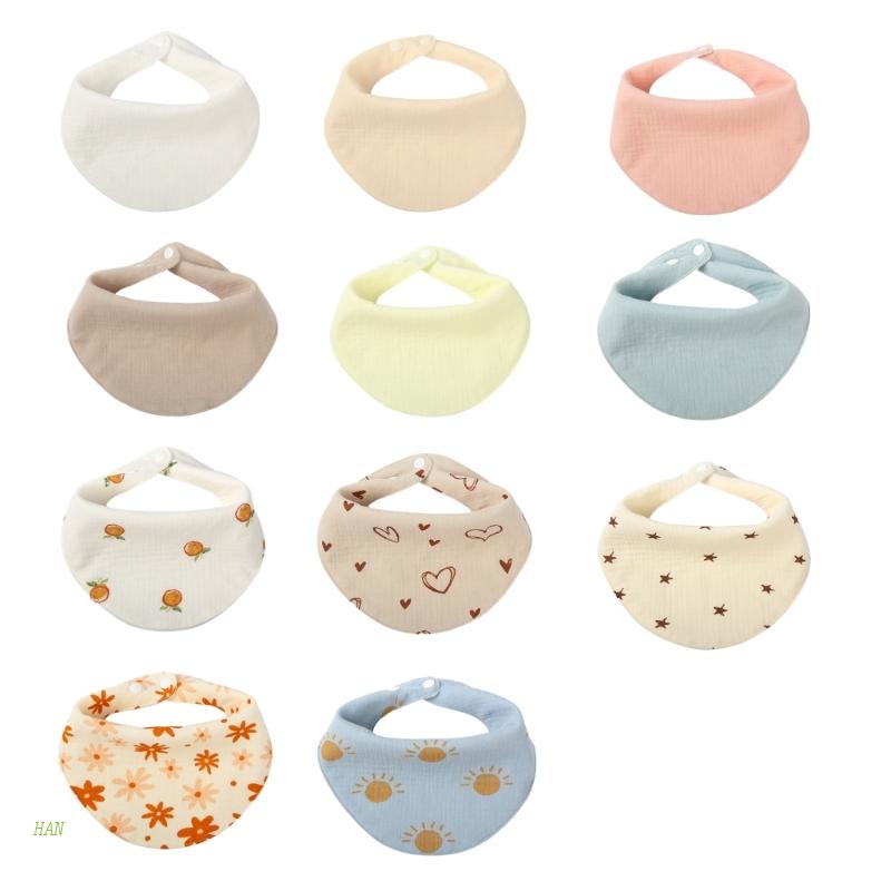 Yếm Ăn Cotton Hình Tam Giác 11 Màu Xinh Xắn Dành Cho Bé 0-2 Tuổi