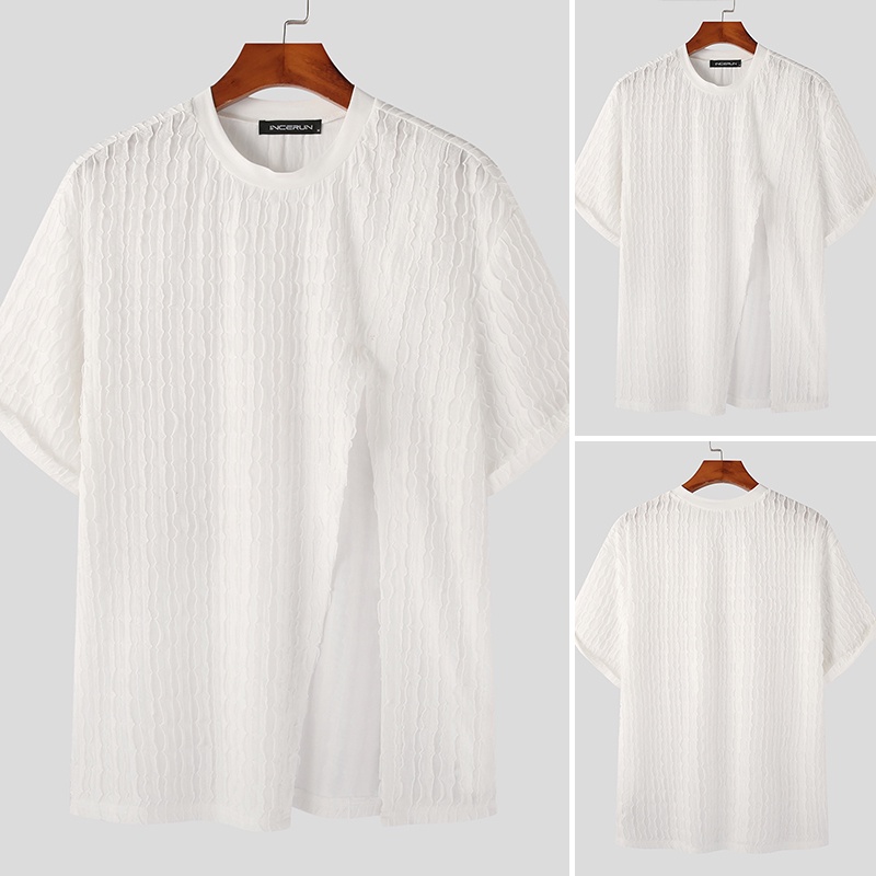 Áo thun INCERUN tay ngắn dáng rộng thời trang cá tính cho nam