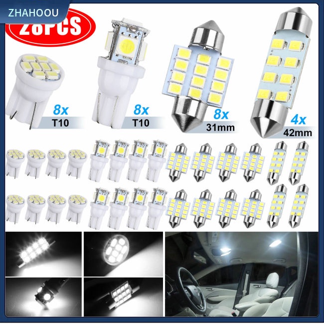 ☃Phụ Kiện Trang Trí Nhà Cửa Độc Đáo Sáng Tạo☃ Bộ 28 Đèn Led T10 31mm 42mm 6000k Cho Xe Hơi