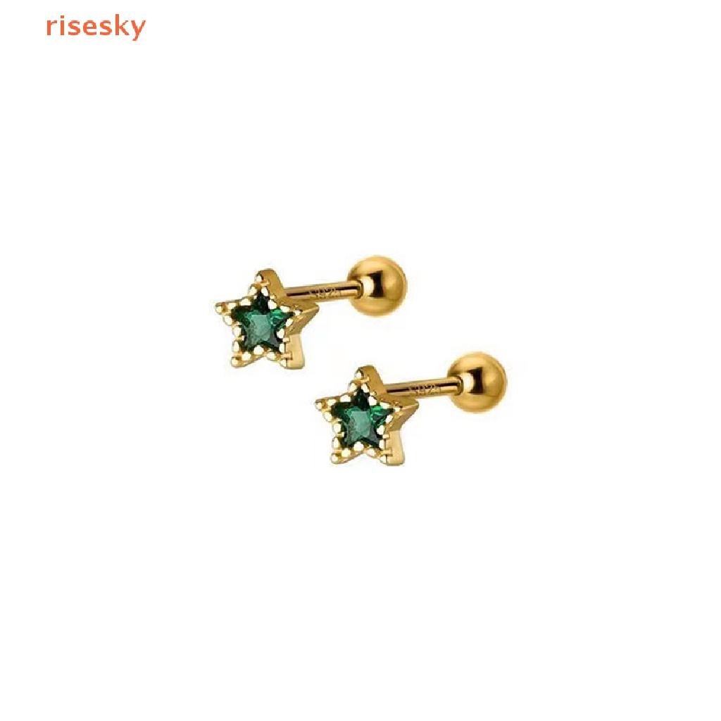 1 Đôi Bông Tai Đính Đá Zircon Hình Ngôi Sao Thời Trang Cho Nữ