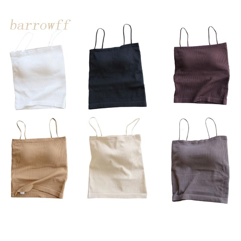 Brroa Áo Hai Dây Dệt Kim Màu Trơn Có Gân Và Kệ Áo Ngực Dành Cho Nữ