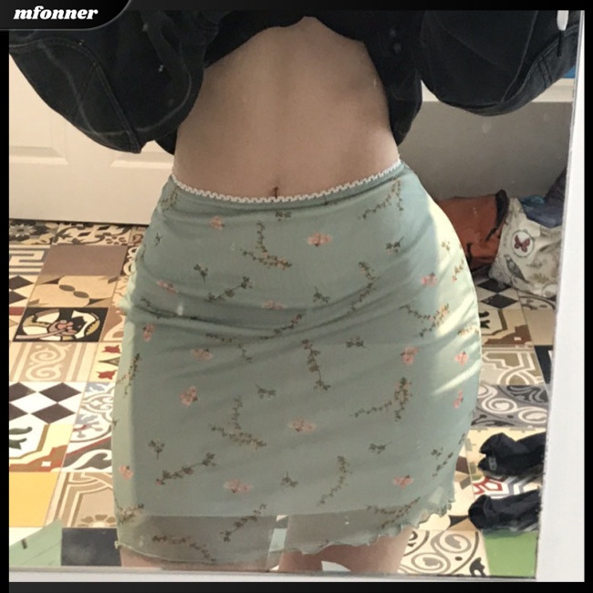 Chân Váy Ngắn Lưng Cao Ôm Dáng In Họa Tiết Hoa Thời Trang Quyến Rũ Cho Nữ