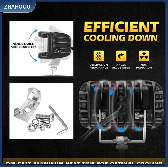 ☃Nhà Cửa☃ Set 2 Đèn Pha Led 3 Mặt 42w Cảnh Báo Ban Ngày Chuyên Dụng Cho Xe Mô Tô