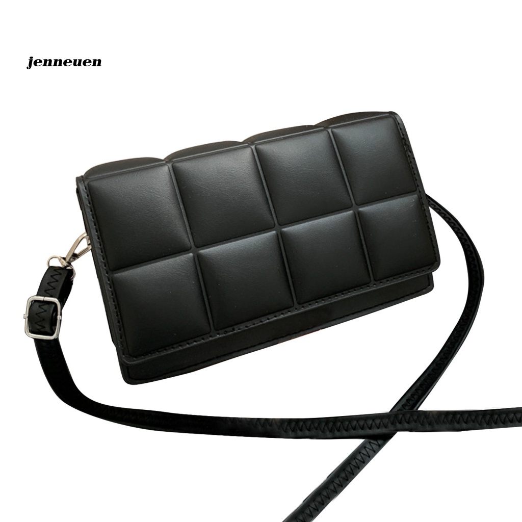 Jen Túi Đeo Chéo Giả Da Màu Trơn Bề Mặt Vuông Có Thể Điều Chỉnh Độ Dài Nhẹ Trang Trí Đẹp Mắt
