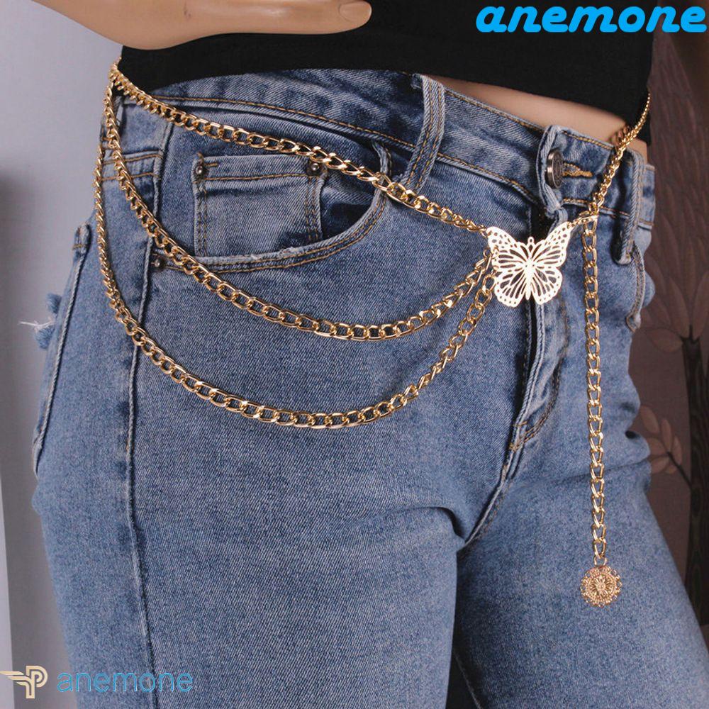 Anemone Dây Xích Thắt Lưng Rỗng Thanh Lịch|Dây Chuyền Cơ Thể Nhiều Lớp Bằng Kim Loại