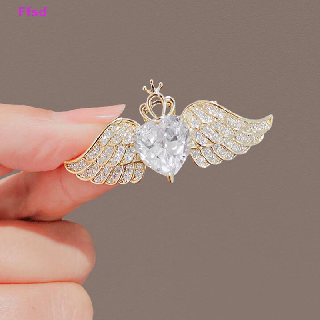 {Ffsd} Ghim Cài Áo Pha Lê Hình Cánh Thiên Thần Nhỏ Tươi Mới Phù Hợp Với Tất Cả Các Trâm Cài Áo Khoác Túi Xách Phụ Kiện