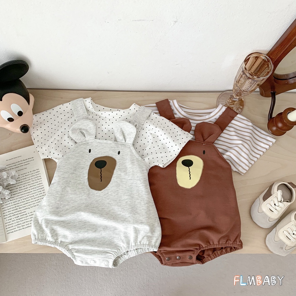 Áo Liền Quần Không Tay Họa Tiết Gấu Hoạt Hình Thời Trang Mùa Hè Cho Trẻ Em 0-2 Tuổi