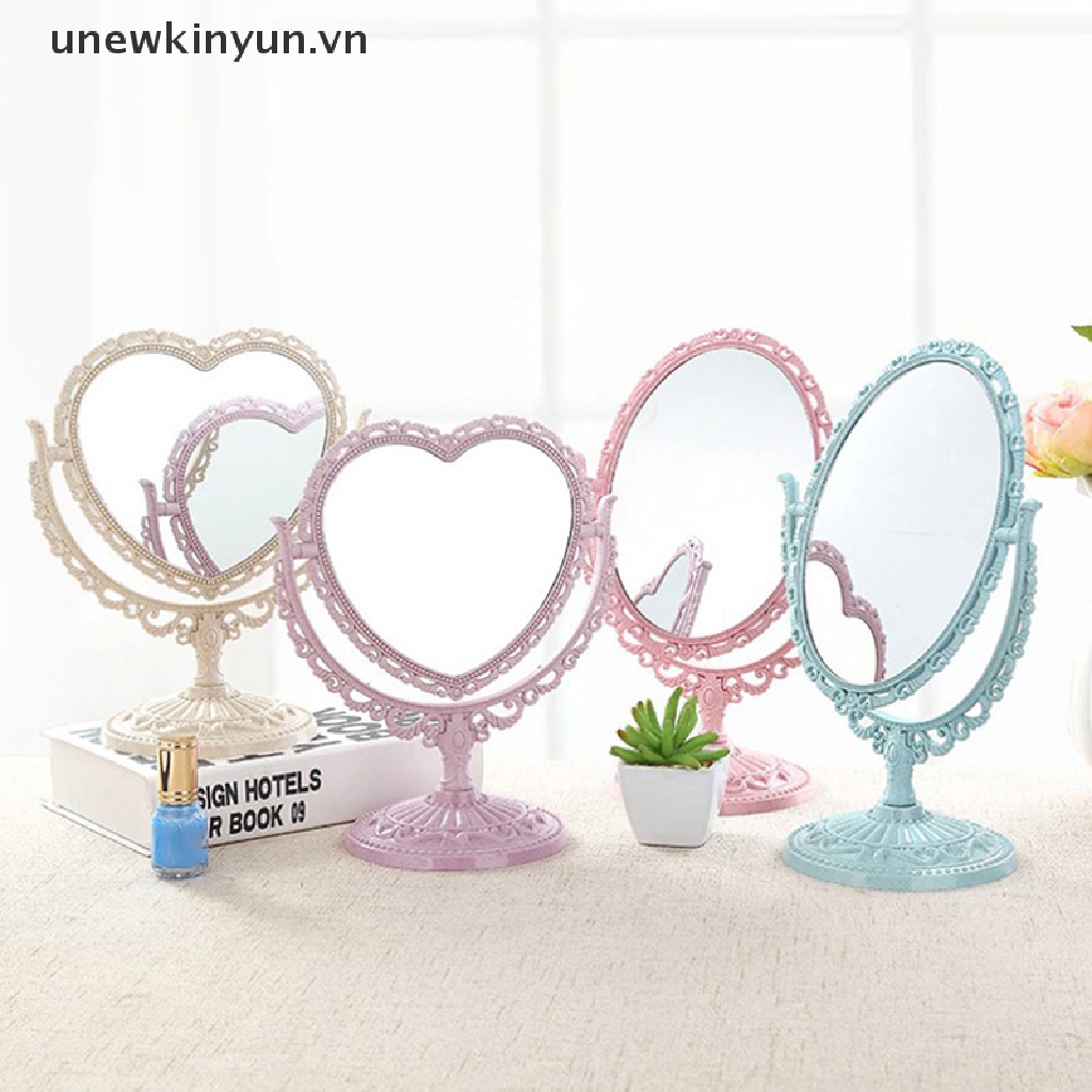 Gương Trang Điểm Xoay Hình Trái Tim Bằng Nhựa Phong Cách Vintage