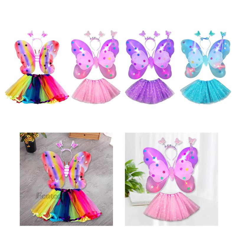 Đầm Xoè Tutu Phối Cánh Bướm Có Đèn Led Phát Sáng Cho Bé
