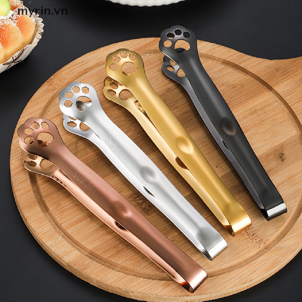 1 Kẹp Gắp Thức Ăn Hình Chân Mèo Bằng Thép Không Gỉ