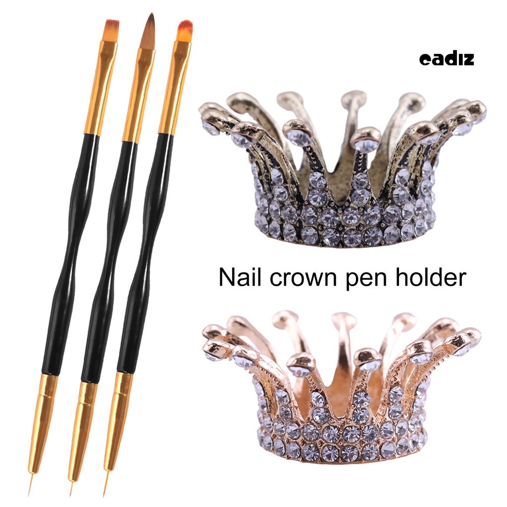 Giá Đỡ Cọ Vẽ Móng Tay Chống Rơi Chống Vỡ Hình Vương Miện Đính Kim Cương Giả DIY