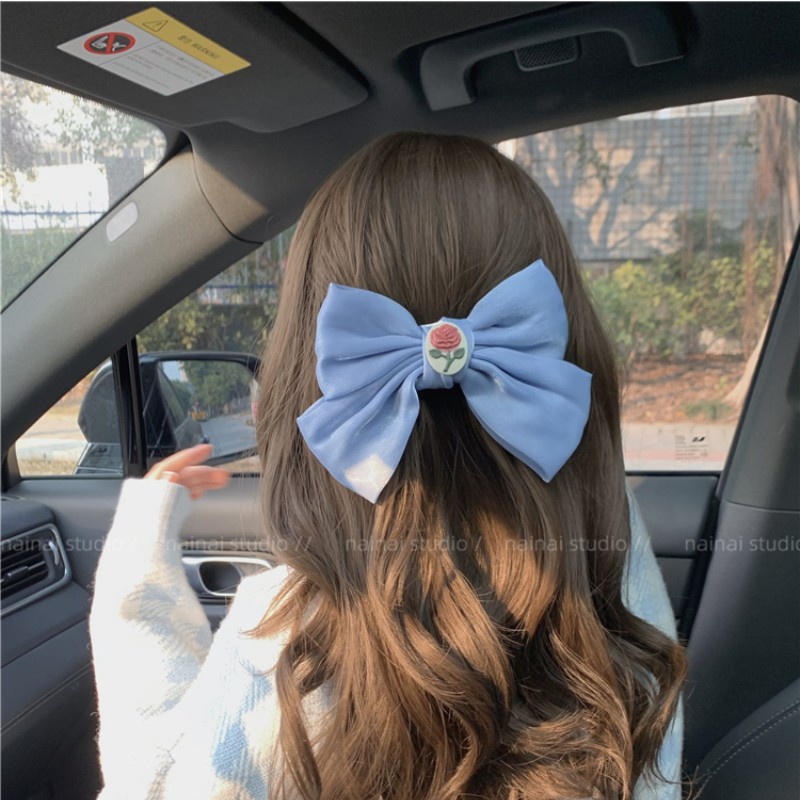 Kẹp Tóc Hình Nơ Hoa Hồng Nhỏ Xinh Xắn Phong Cách Retro
