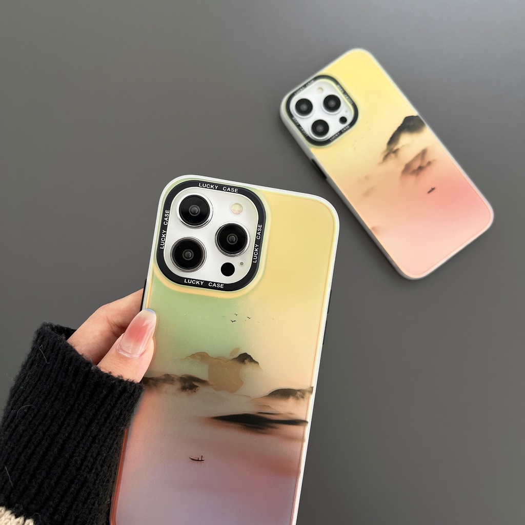 Ốp Điện Thoại TPU Silicon Mềm Chống Sốc Chống Rơi In Họa Tiết Phong Cảnh Dành Cho iPhone 14 13 12 PRO MAX