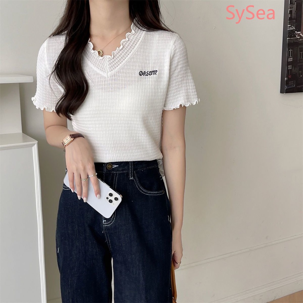 Áo Dệt Kim Ngắn Tay Dáng Rộng Thời Trang Mùa Hè Dành Cho Nữ