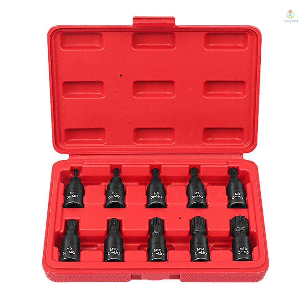 Set 10 Ổ Cắm 3 / 8 M4-M16 Chuyên Dụng Chất Lượng Cao