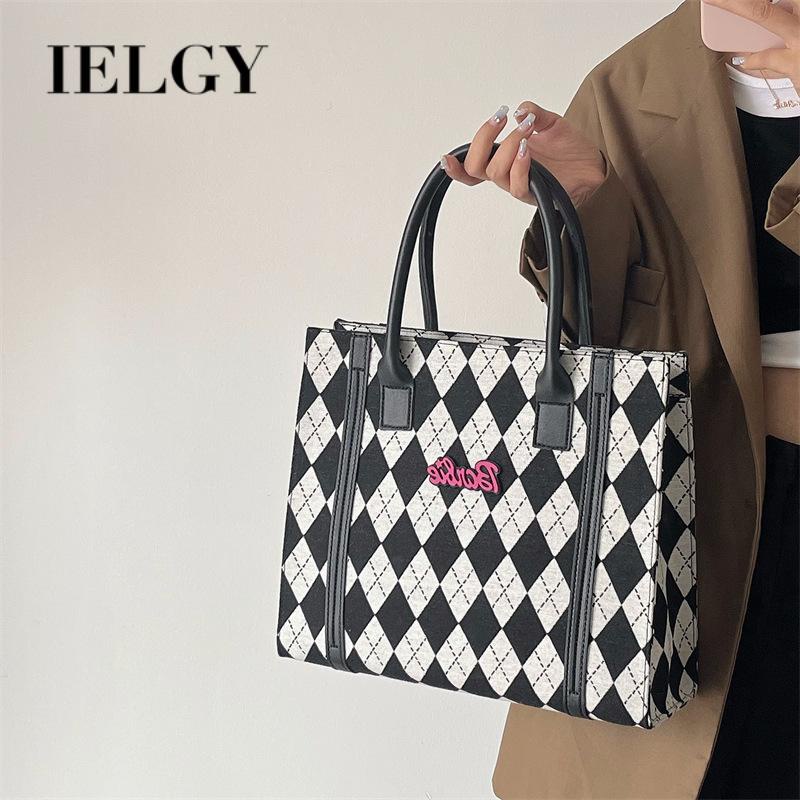 IELGY Túi Xách tote Đeo Chéo Sức Chứa Lớn Kẻ Caro Thời Trang niche Cho Nữ