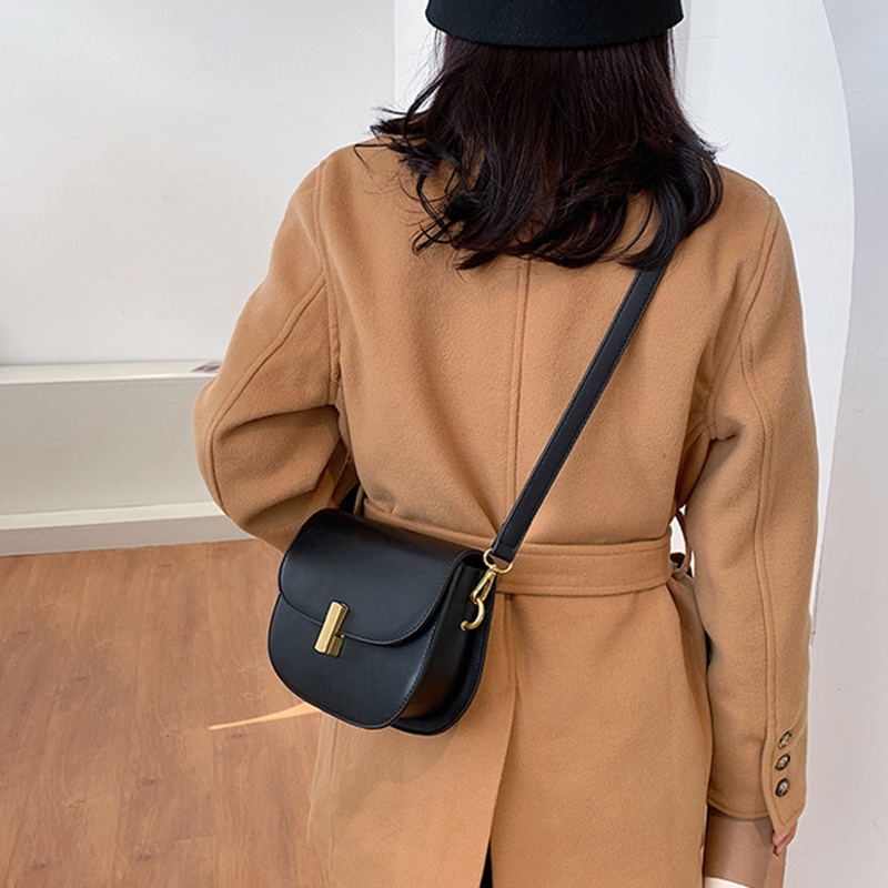 Túi Đeo Vai Màu Trơn Có Khóa Điều Chỉnh Được Phong Cách Hàn Quốc Mới Cho Nữ