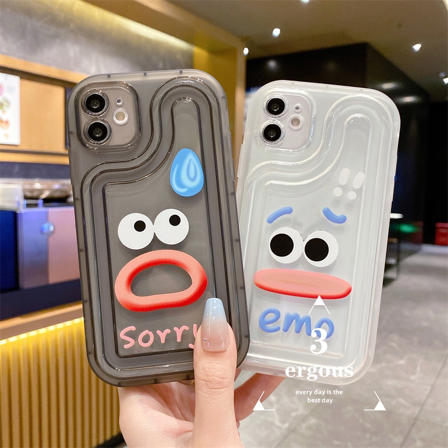 Ốp Điện Thoại TPU Mềm Họa Tiết Mặt Cười Vui Nhộn Bảo Vệ Ống Kính Cho iPhone 14 13 12 11 Pro Max 7 8 Plus SE2020 X XR Xs Max