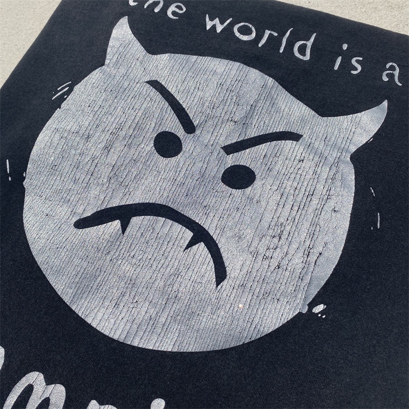 Vin-tage &amp; - Áo Thun Tay Ngắn In Hình Quỷ Nhỏ Màu Bạc Phong Cách Đường Phố Cao Cấp Thời Trang Xu Hướng Mới Nhất Bieber